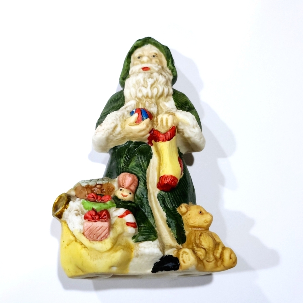 Mini Santa In Green With Toys Figurine Christmas XMAS